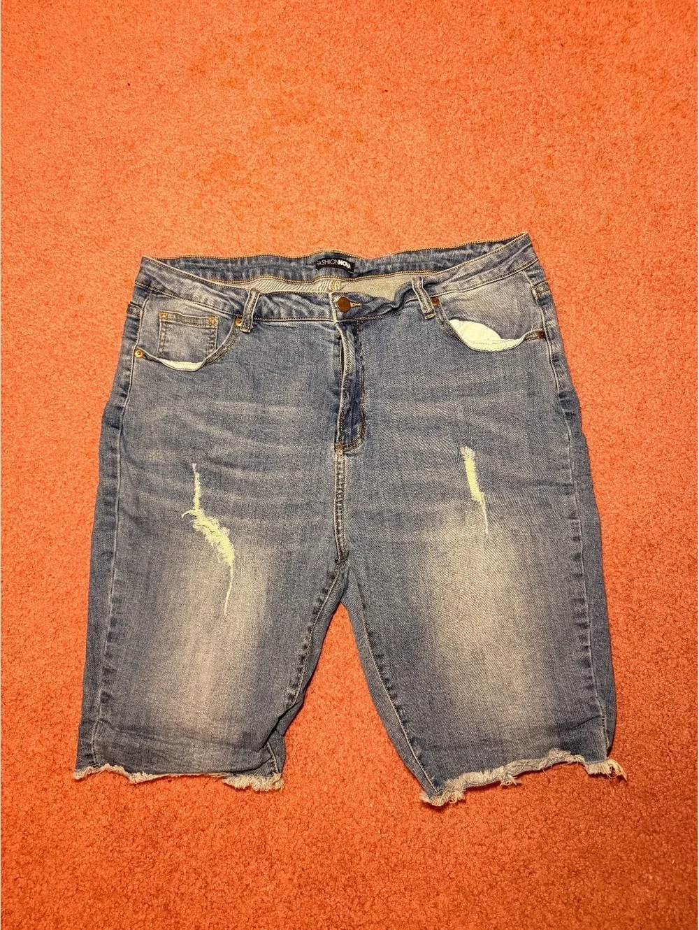 Fashion Nova Women's Distressed Denim Bermuda Shorts Size 16